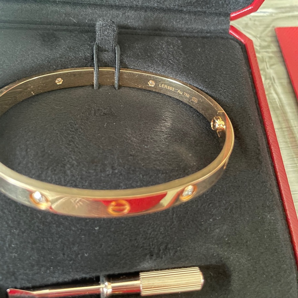 PG Cartier Love bracelet 4 Diamonds Size 19 - Picture 2 of 11